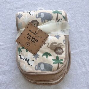 Carter's Beige Safari 3-Pack Burp Cloths